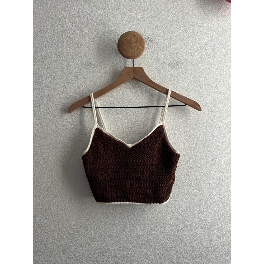 Abercrombie & Fitch Brown Crochet Knit Crop Cami Top Size XS NEW NWT